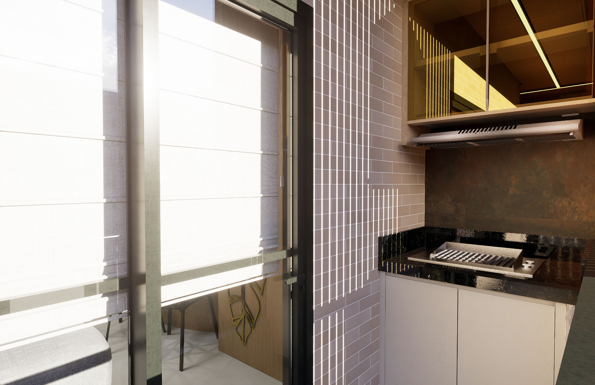 Varanda gourmet do apartamento de 42 m²