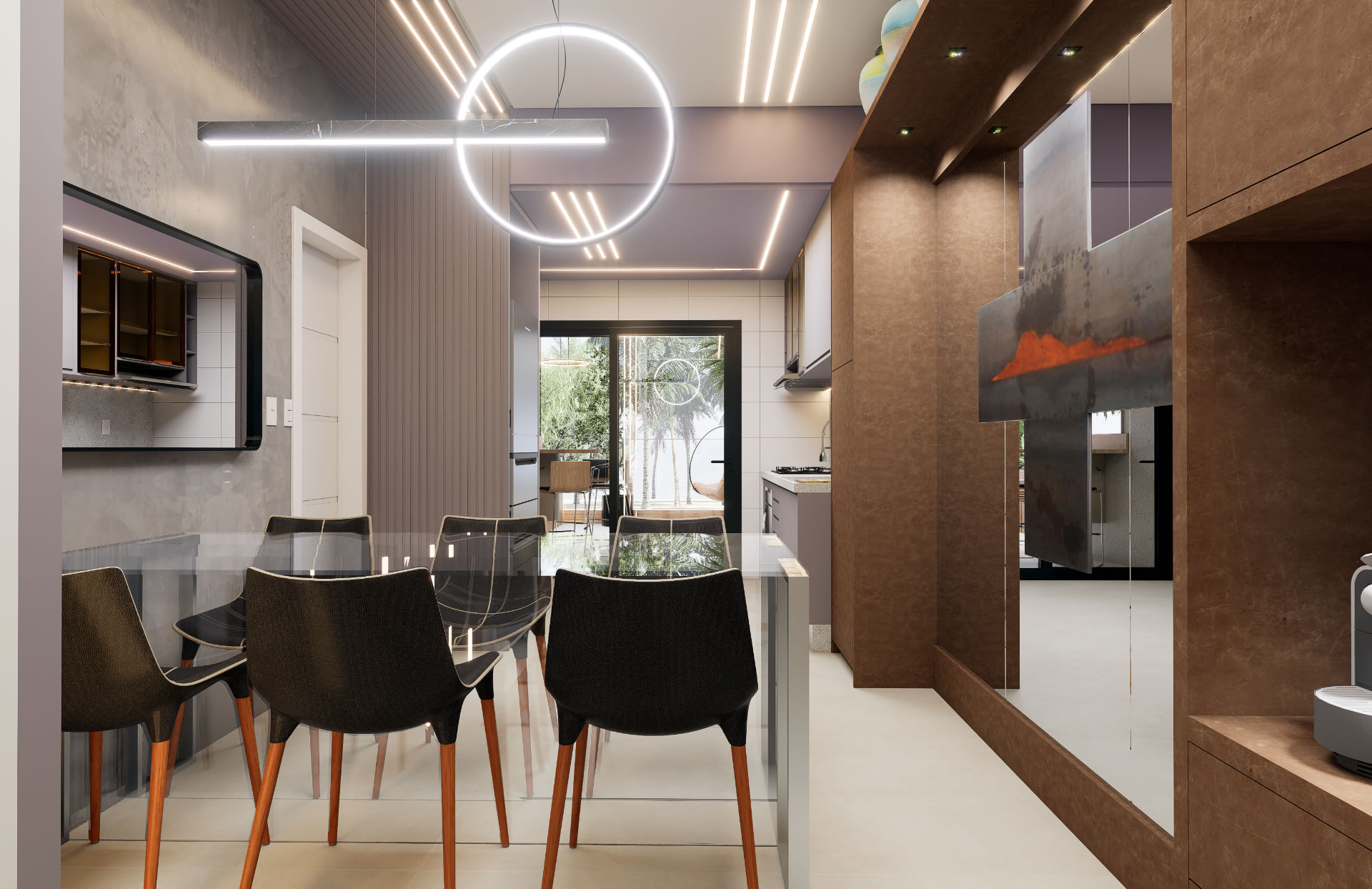 Área social do apartamento de 95 m²