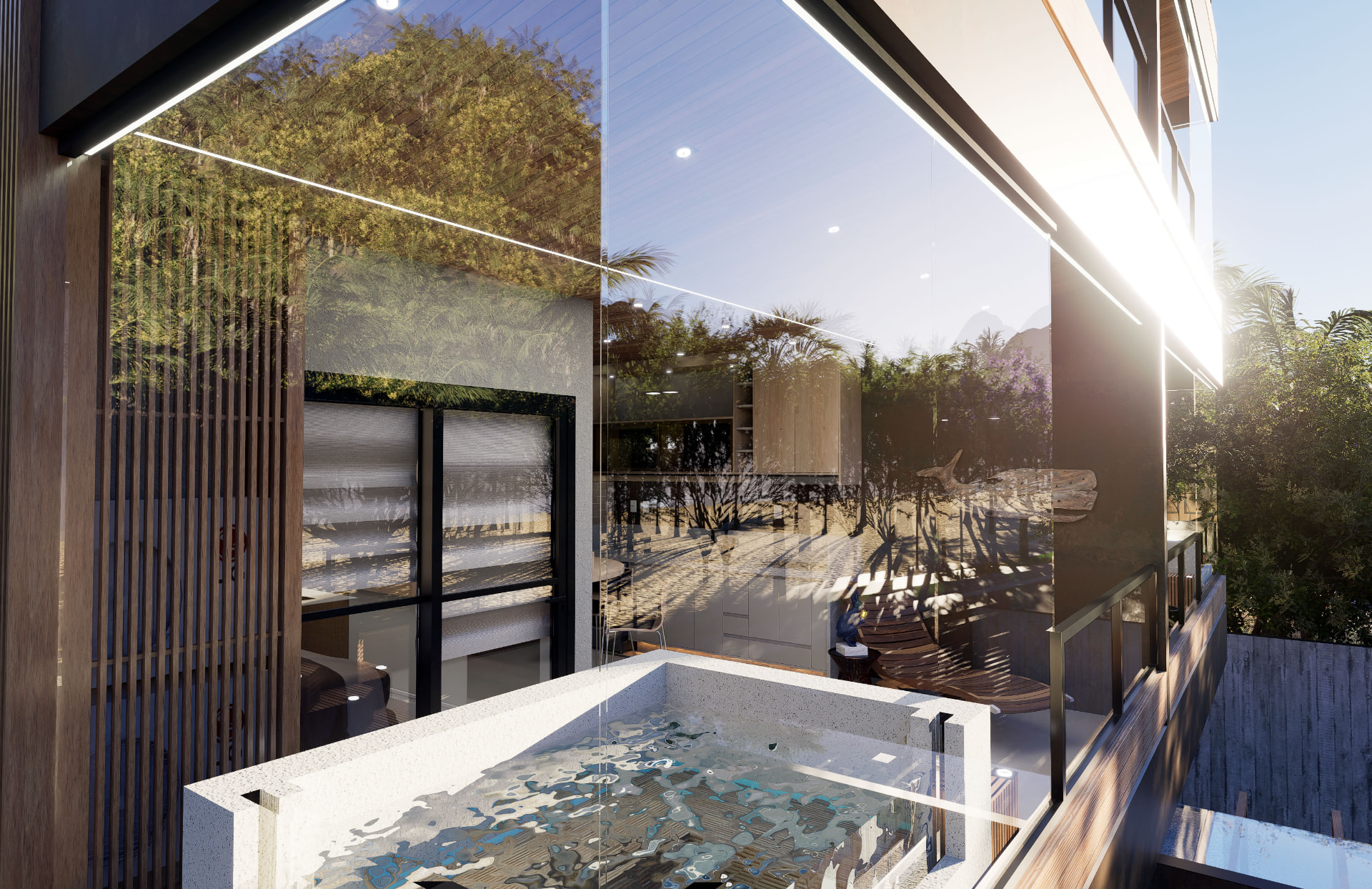 Spa aquecido de frente para o mar no apartamento de 90 m²