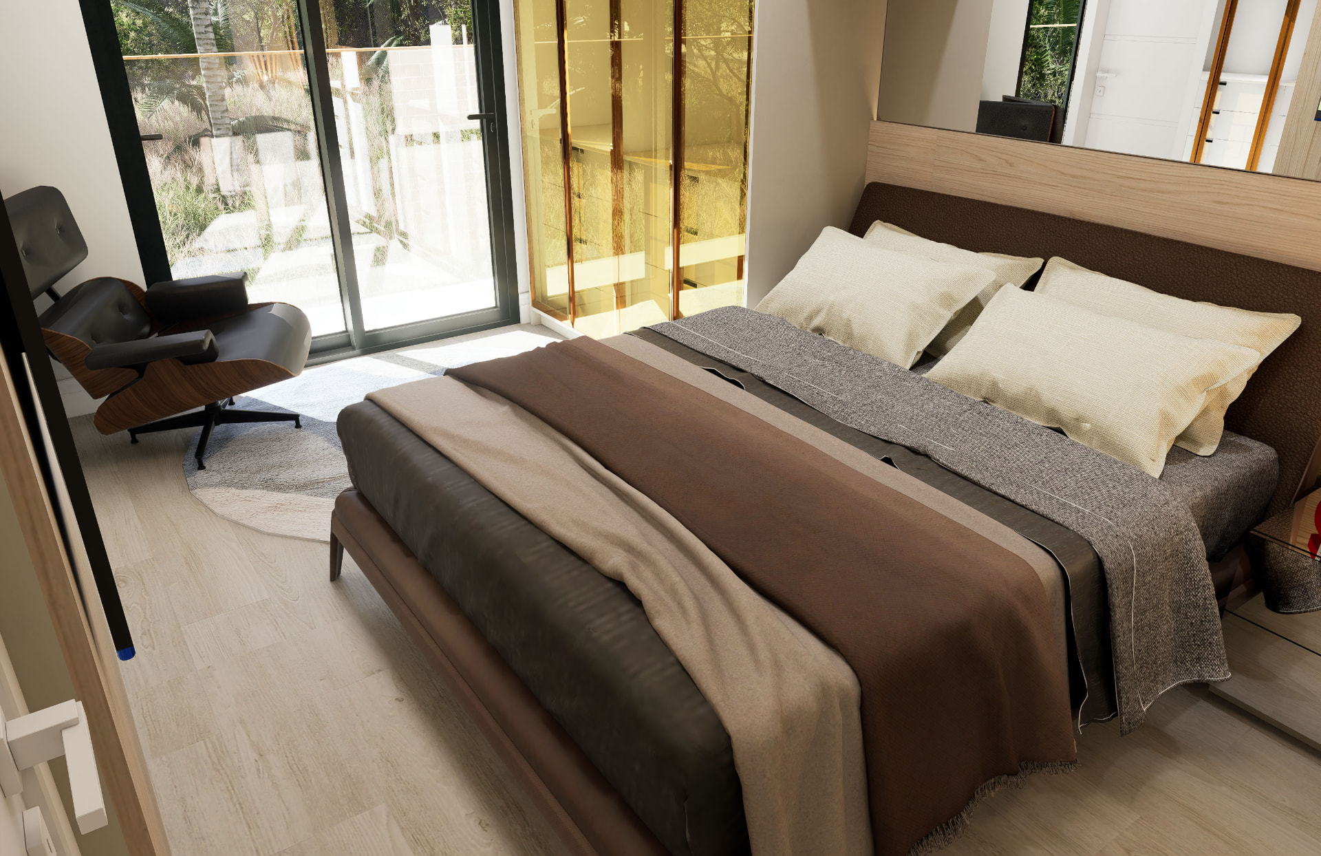 Suíte principal do apartamento de 42 m²