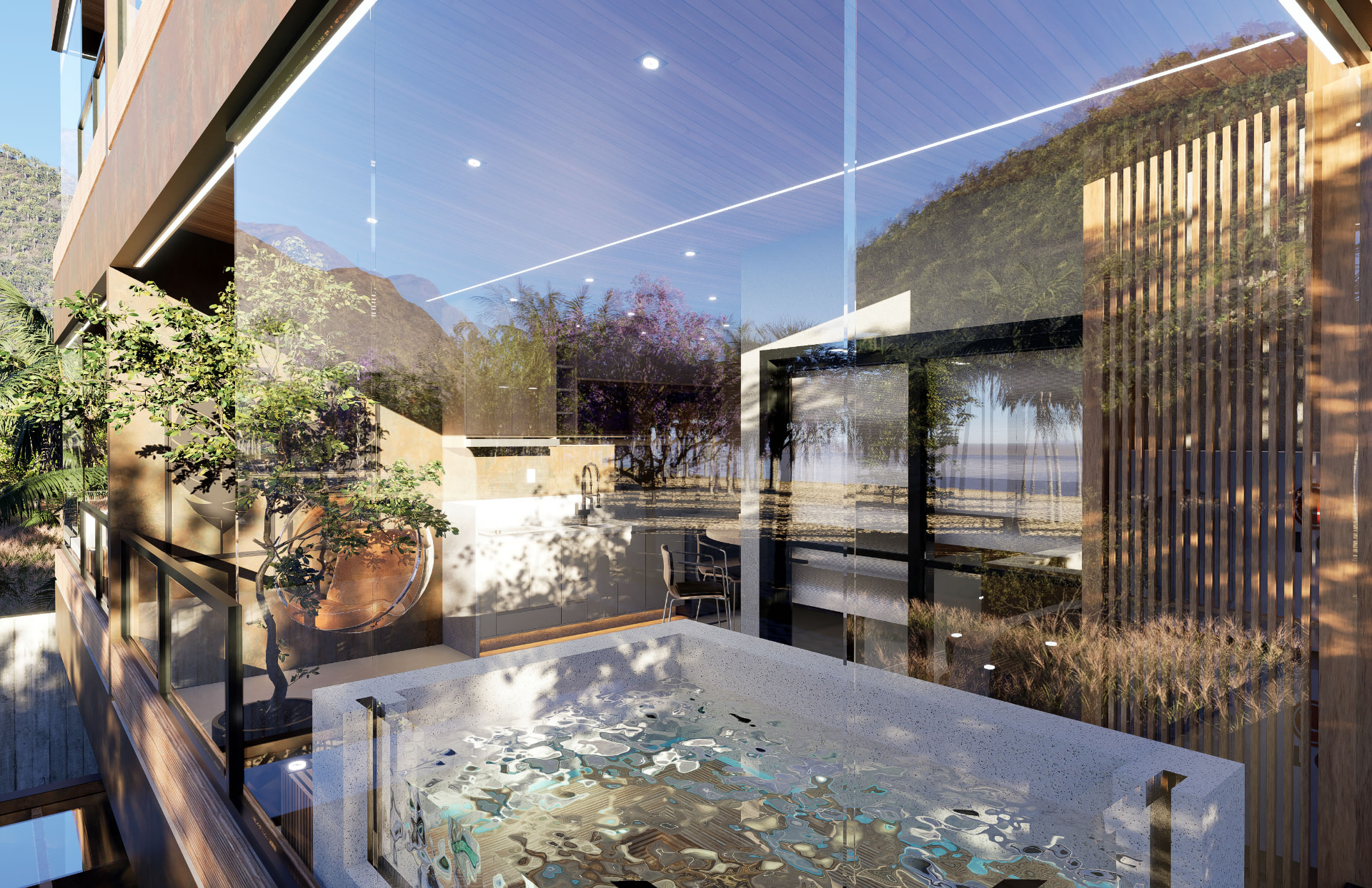 Spa aquecido de frente para o mar no apartamento de 95 m²