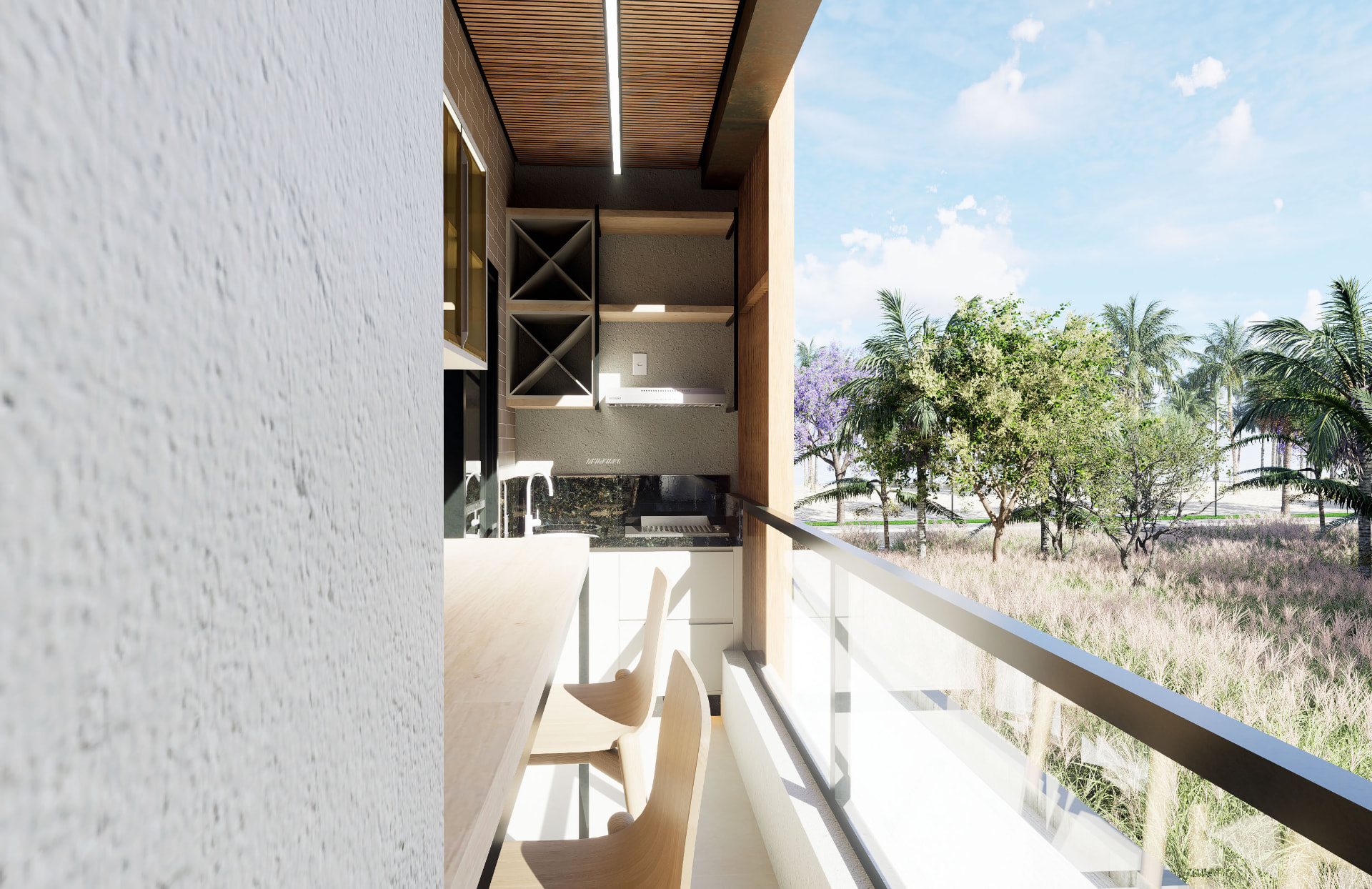 Varanda gourmet do apartamento de 70 m²